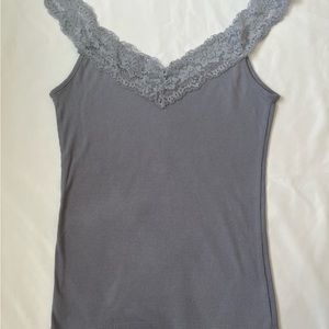 blu-ish gray laced tank top